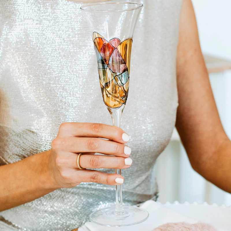 Coloured glass shop champagne flutes